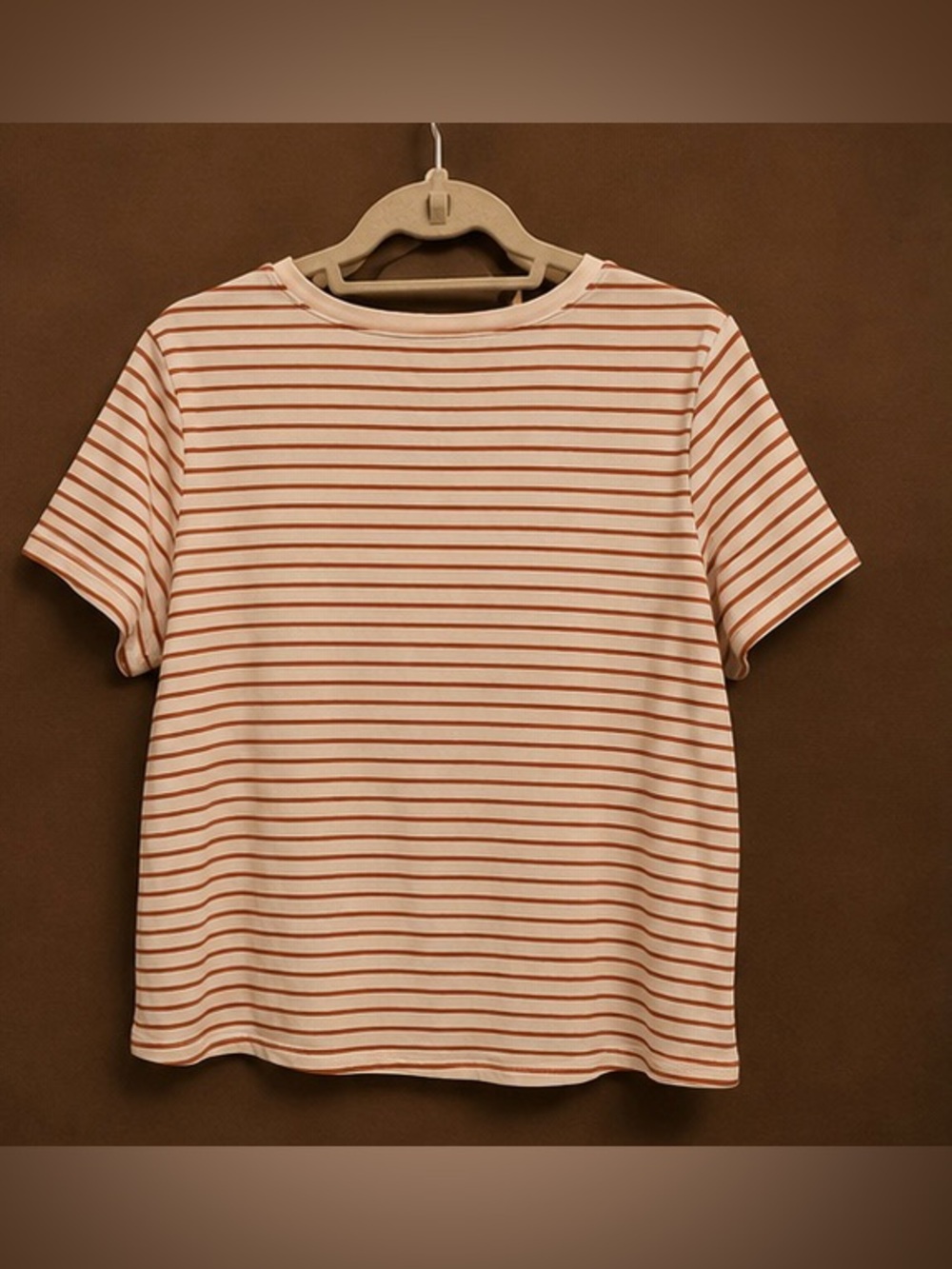 Old Navy Striped Short-Sleeve Tee in Cream and Brown
